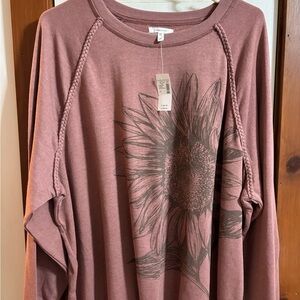 Maurices Dusty Rose Sunflower Sweatshirt